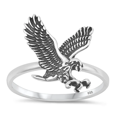 Sterling Silver Oxidized Eagle Ring
