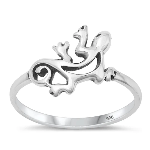 Sterling Silver Oxidized Lizard Ring