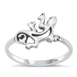 Sterling Silver Oxidized Lizard Ring