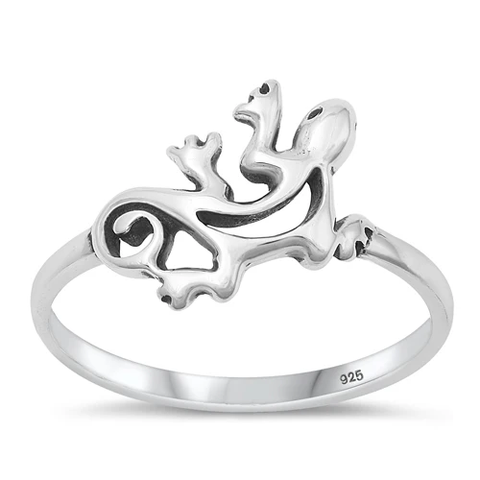 Sterling Silver Oxidized Lizard Ring