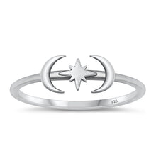 Load image into Gallery viewer, Sterling Silver Oxidized Moon and Star Ring