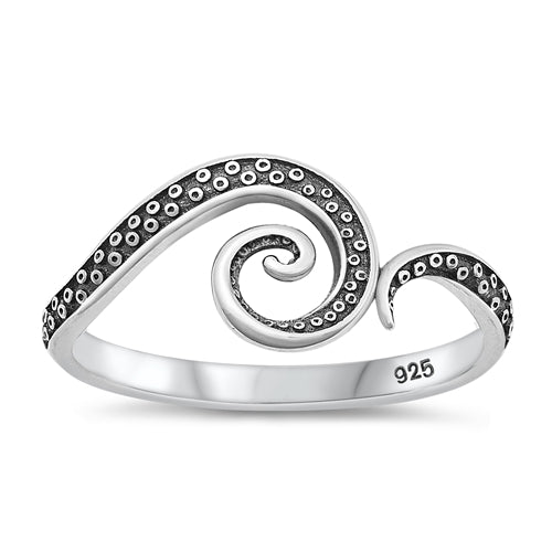 Sterling Silver Oxidized Tentacle Ring-9.3mm