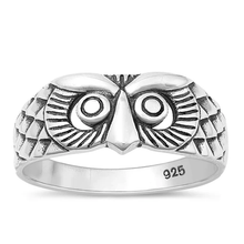 Load image into Gallery viewer, Sterling Silver Oxidized Owl Ring