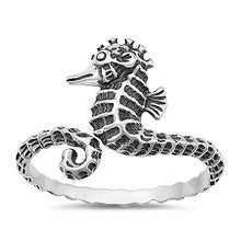 Load image into Gallery viewer, Sterling Silver Oxidized Seahorse Ring