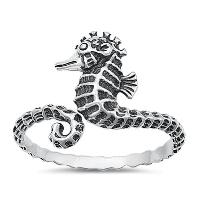Sterling Silver Oxidized Seahorse Ring