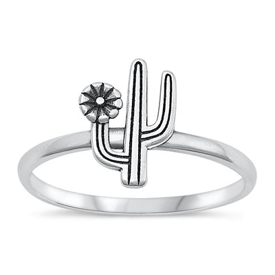 Sterling Silver Oxidized Cactus Ring