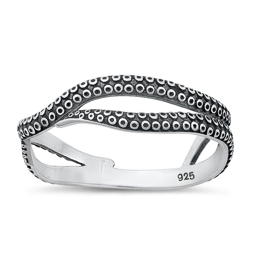 Sterling Silver Oxidized Tentacles Ring