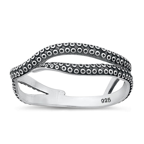 Sterling Silver Oxidized Tentacles Ring