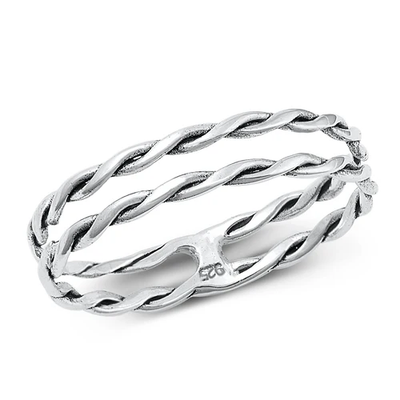 Sterling Silver Oxidized Twist Lines Ring