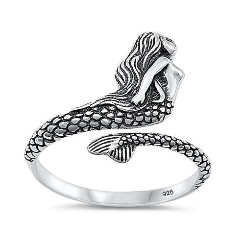 Sterling Silver Oxidized Mermaid Ring