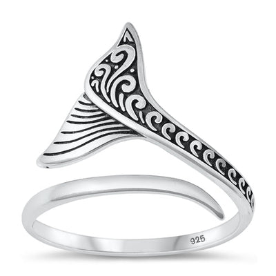 Sterling Silver Oxidized Whale Tail Ring
