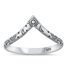 Load image into Gallery viewer, Sterling Silver Oxidized Sun And Moon Ring