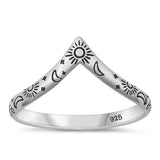 Sterling Silver Oxidized Sun And Moon Ring