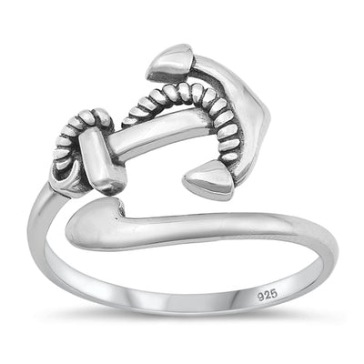Sterling Silver Oxidized Anchor Ring