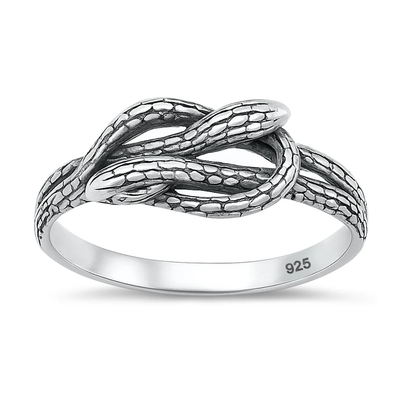 Sterling Silver Oxidized And High Polished Snake Ring