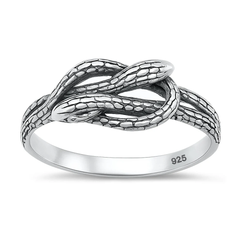 Sterling Silver Oxidized And High Polished Snake Ring