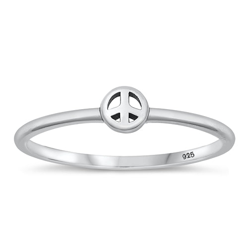 Sterling Silver Oxidized Peace Sign Ring