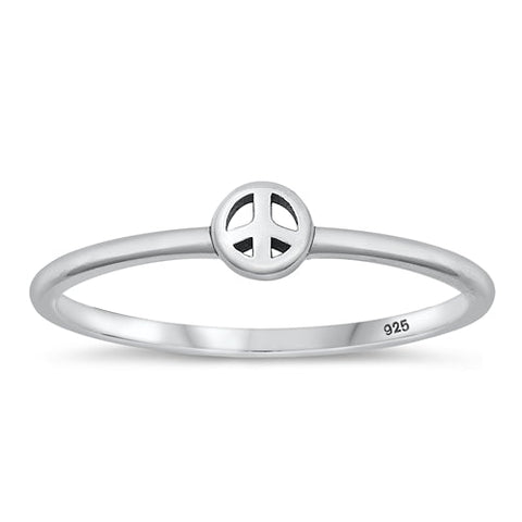 Sterling Silver Oxidized Peace Sign Ring