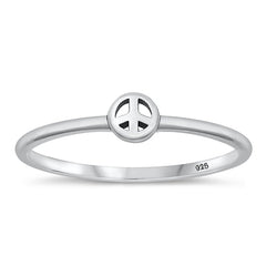 Sterling Silver Oxidized Peace Sign Ring