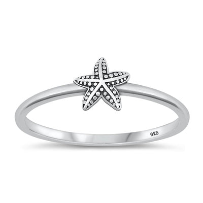 Sterling Silver Oxidized Starfish Ring