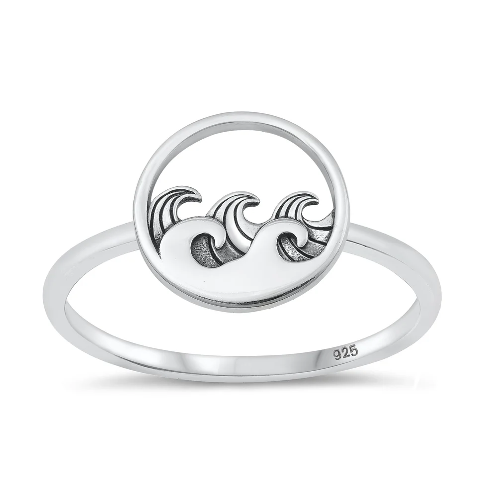 Sterling Silver Oxidized Waves Ring
