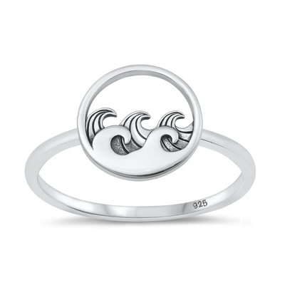 Sterling Silver Oxidized Waves Ring