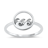 Sterling Silver Oxidized Waves Ring