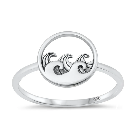 Sterling Silver Oxidized Waves Ring