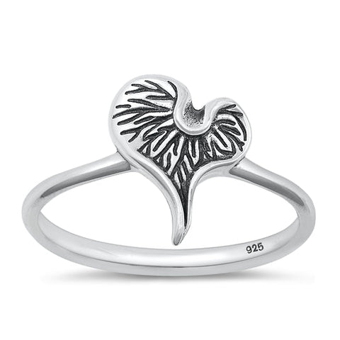 Sterling Silver Oxidized Mushroom Heart Ring