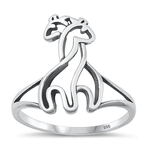 Sterling Silver Oxidized Giraffes Ring