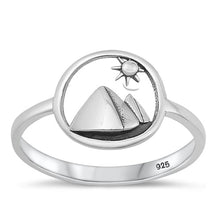 Load image into Gallery viewer, Sterling Silver Oxidized Mountain and Sun Ring