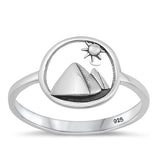 Sterling Silver Oxidized Mountain and Sun Ring