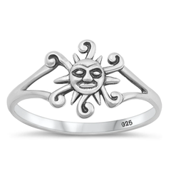 Sterling Silver Oxidized 11.3mm Sun Ring