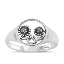 Load image into Gallery viewer, Sterling Silver Oxidized Sunflowers Ring