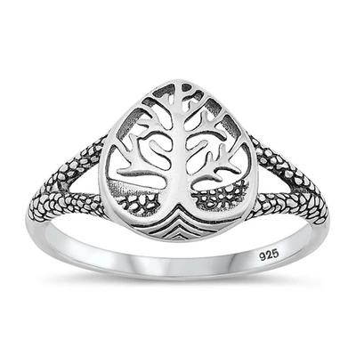 Sterling Silver Oxidized Heart Tree Ring