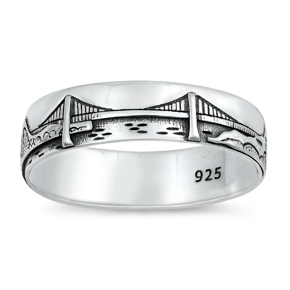 Sterling Silver Oxidized Bridge And Nature Ring
