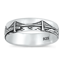Load image into Gallery viewer, Sterling Silver Oxidized Bridge And Nature Ring