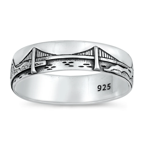 Sterling Silver Oxidized Bridge And Nature Ring