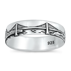 Sterling Silver Oxidized Bridge And Nature Ring