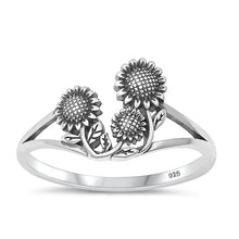 Load image into Gallery viewer, Sterling Silver Oxidized Sunflower Ring-12mm