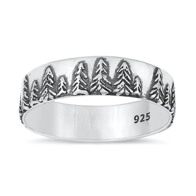 Sterling Silver Oxidized Trees Ring