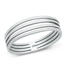 Load image into Gallery viewer, Sterling Silver Oxidized 6.5mm Lines Ring