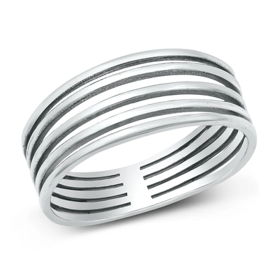 Sterling Silver Oxidized Lines Ring