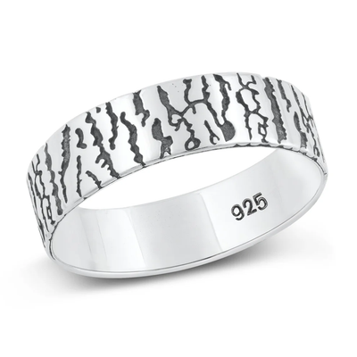 Sterling Silver Oxidized Tree Bark Ring