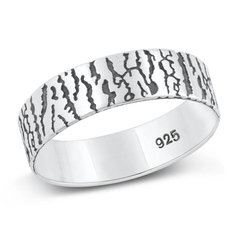 Sterling Silver Oxidized Tree Bark Ring