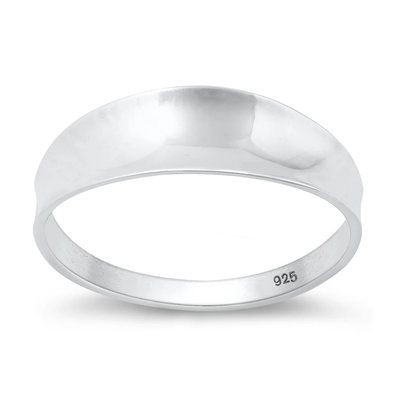 Sterling Silver Polished 6.4mm Concave Ring
