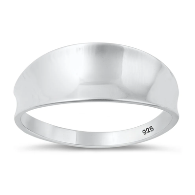 Sterling Silver Polished 8.4mm Concave Ring
