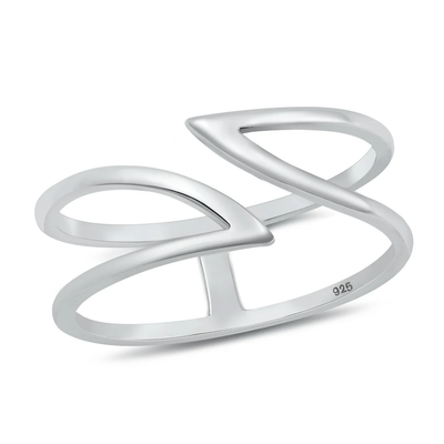 Sterling Silver Oxidized Double V Ring