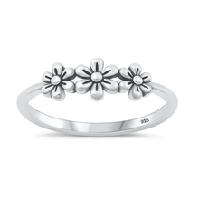 Load image into Gallery viewer, Sterling Silver Oxidized Three Flowers Ring
