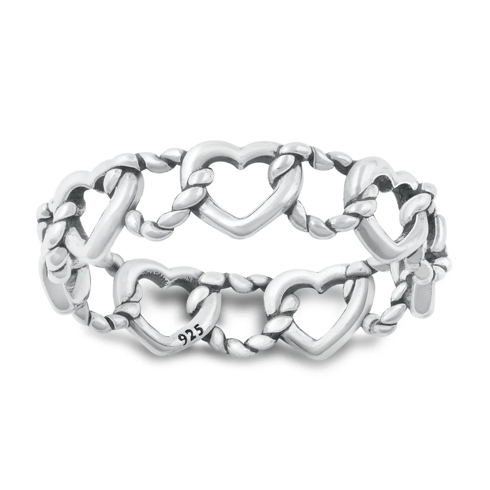 Sterling Silver Oxidized Hearts Ring